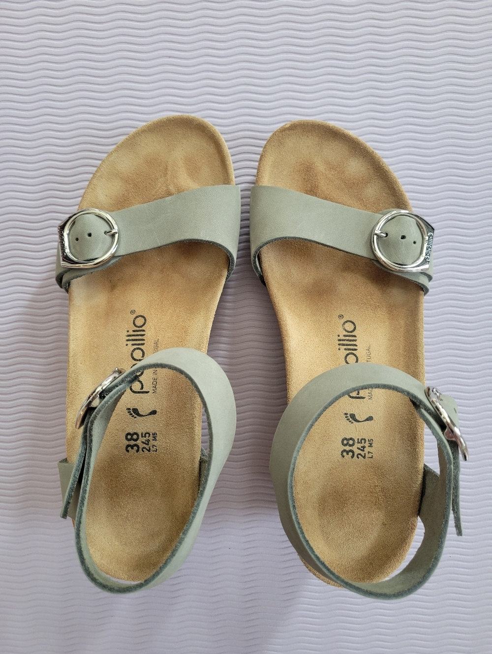 Birkenstock Women’s Papillio Soley Wedge Sandal Dove Grey Nubuck Leather Size 38